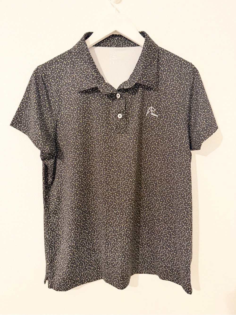 Rhoback Womens Performance Polo Game Over Golf Black Size Large L